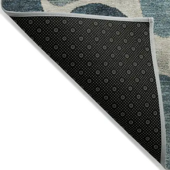 Teal Blue Beige And Ivory Geometric Washable Indoor Outdoor Area Rug Photo 7