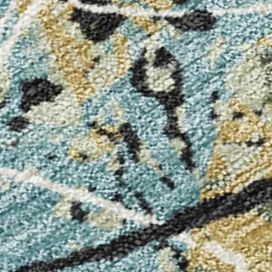 Teal Blue Black And Ivory Abstract Washable Indoor Outdoor Area Rug Photo 2