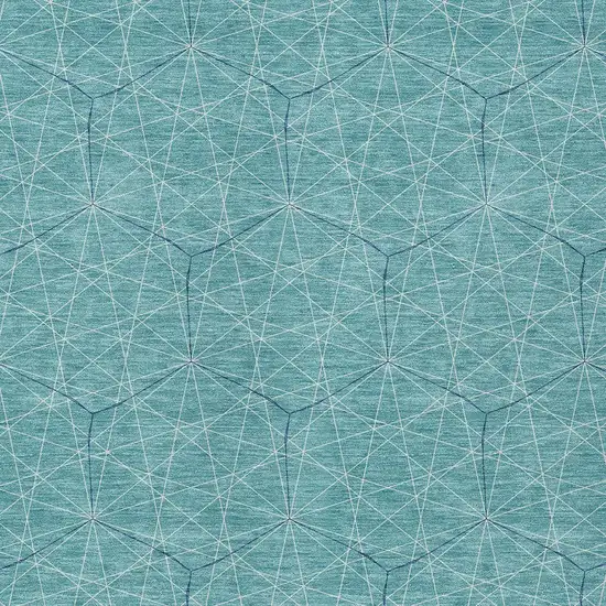 Teal Blue Black And Ivory Geometric Washable Indoor Outdoor Area Rug Photo 5