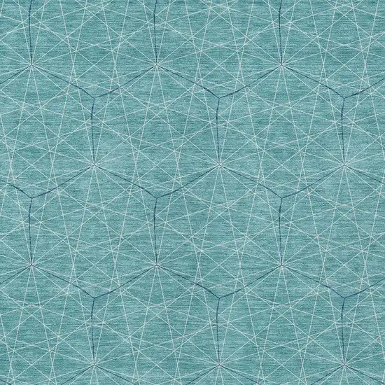 Teal Blue Black And Ivory Geometric Washable Indoor Outdoor Area Rug Photo 5