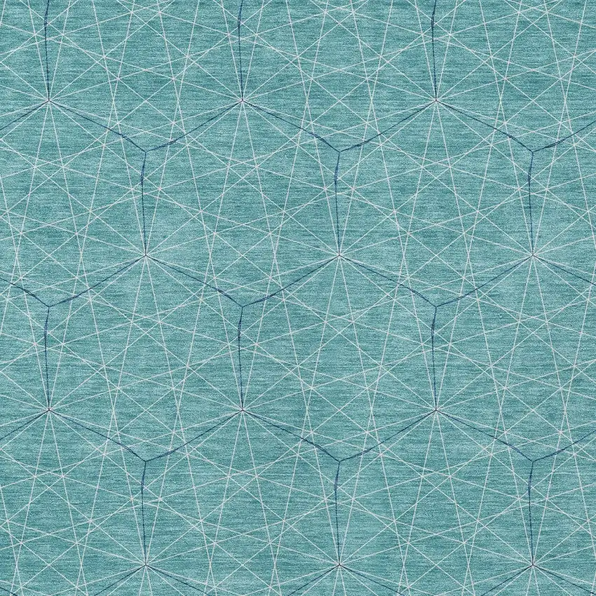 Teal Blue Black And Ivory Geometric Washable Indoor Outdoor Area Rug Photo 5