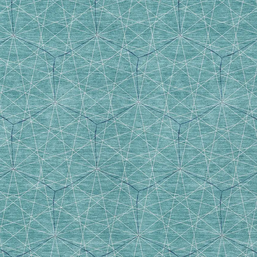 Teal Blue Black And Ivory Geometric Washable Indoor Outdoor Area Rug Photo 5
