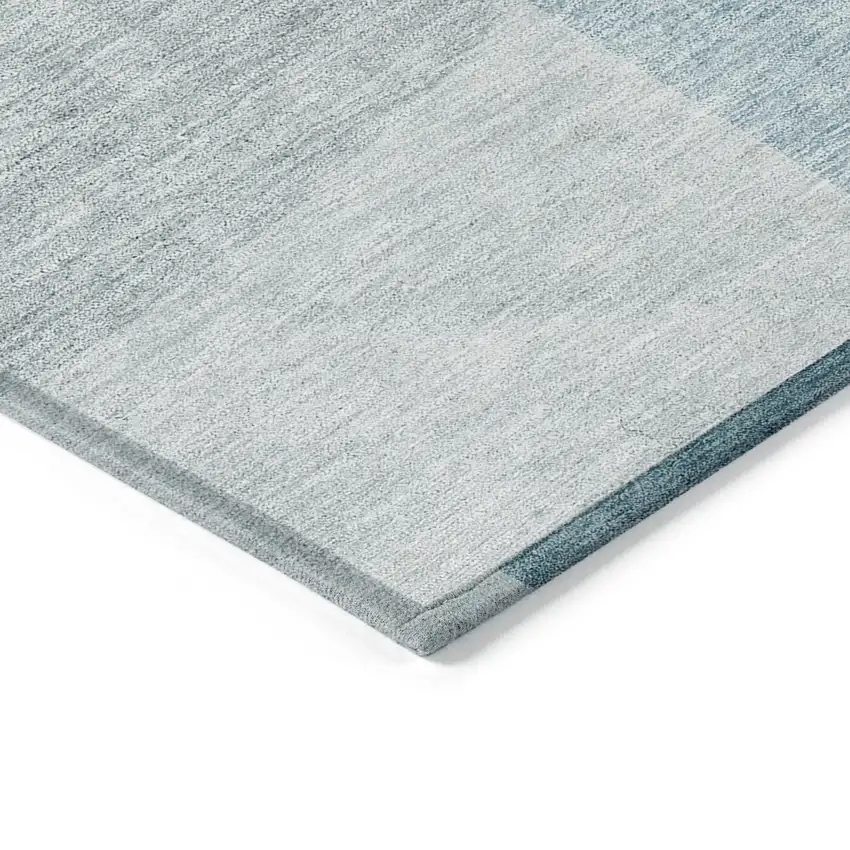 Teal Blue Blue And Silver Geometric Washable Indoor Outdoor Area Rug Photo 5