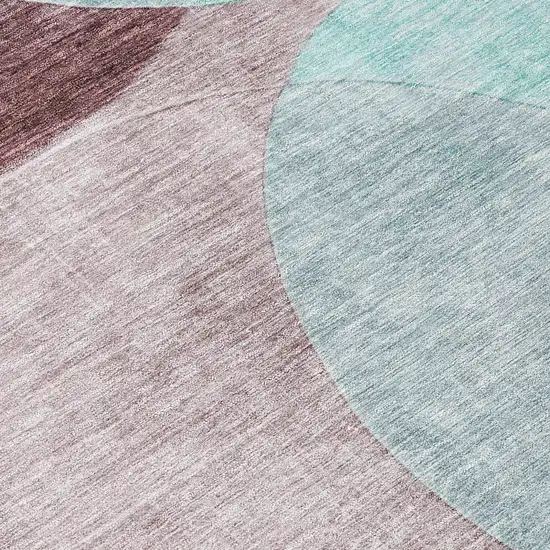 Teal Blue Brown And Beige Geometric Washable Indoor Outdoor Area Rug Photo 8