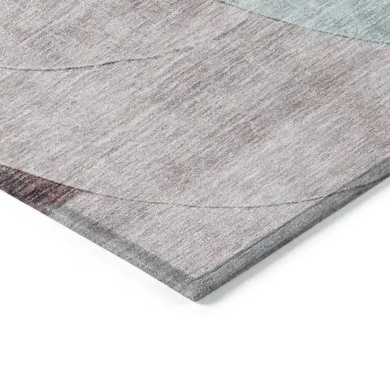 Teal Blue Brown And Beige Geometric Washable Indoor Outdoor Area Rug Photo 4