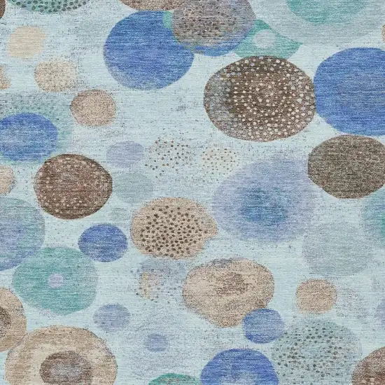 Teal Blue Brown And Beige Geometric Washable Indoor Outdoor Area Rug Photo 4