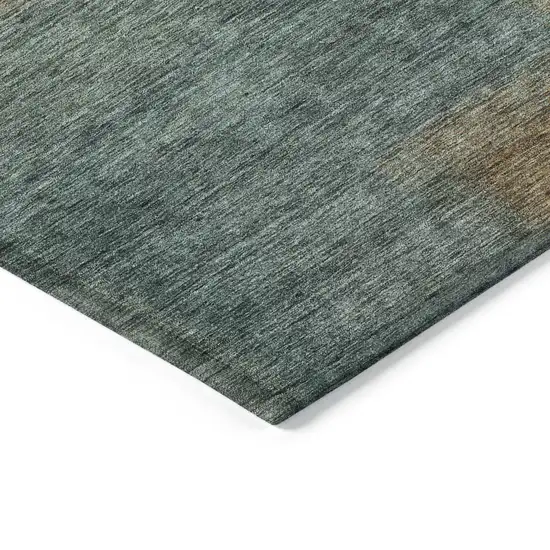 Teal Blue Brown And Taupe Abstract Washable Indoor Outdoor Area Rug Photo 3