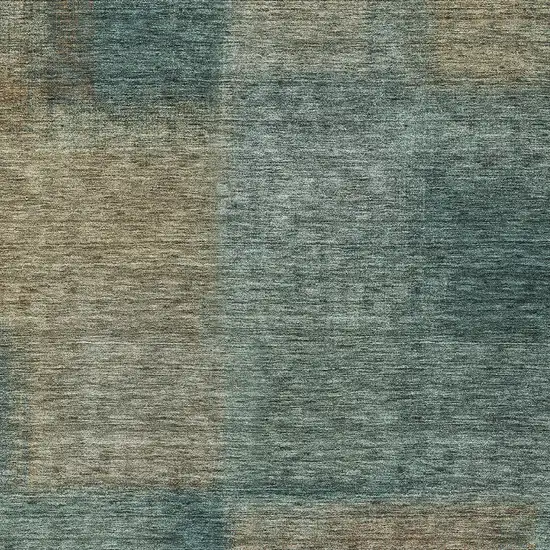 Teal Blue Brown And Taupe Abstract Washable Indoor Outdoor Area Rug Photo 4