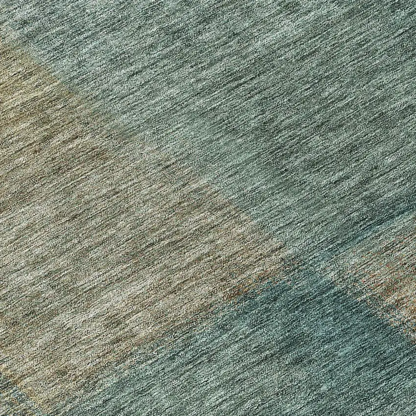 Teal Blue Brown And Taupe Abstract Washable Indoor Outdoor Area Rug Photo 7