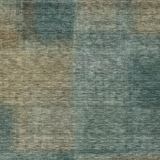 Teal Blue Brown And Taupe Abstract Washable Indoor Outdoor Area Rug Photo 4
