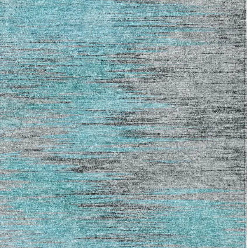Teal Blue Charcoal And Gray Abstract Washable Indoor Outdoor Area Rug Photo 6