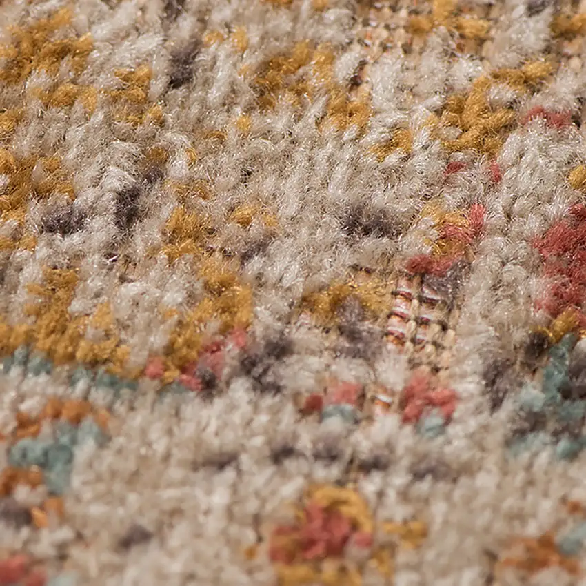 Teal Blue Floral Power Loom Area Rug With Fringe Photo 8