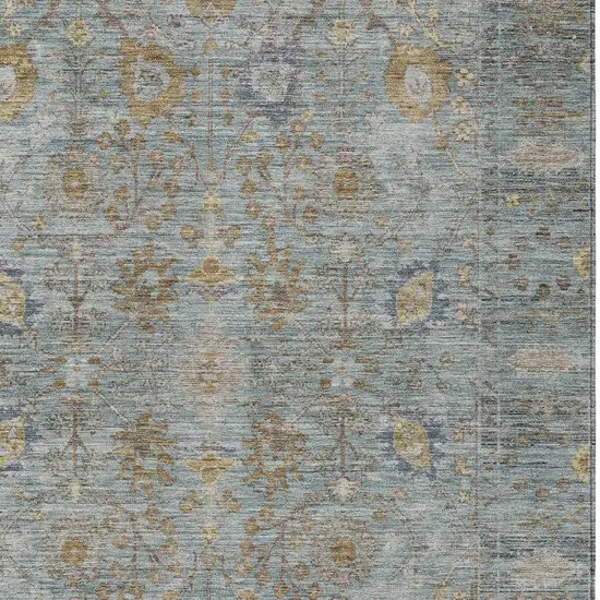 Teal Blue Gold And Beige Oriental Washable Indoor Outdoor Area Rug Photo 6