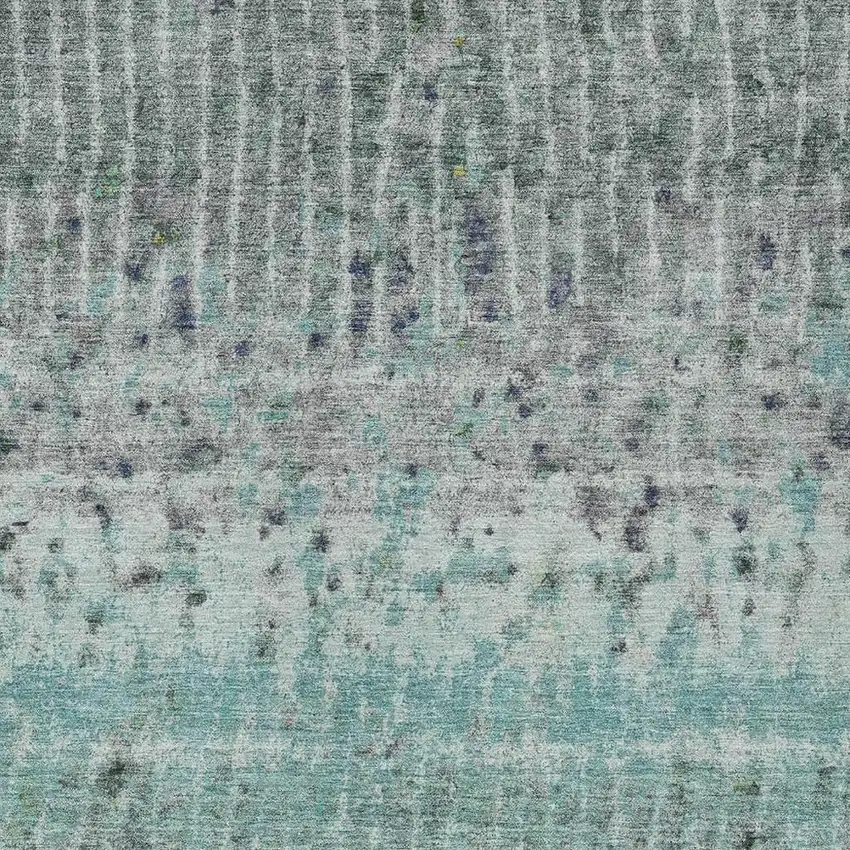 Teal Blue Gold And Gray Abstract Washable Indoor Outdoor Area Rug Photo 8