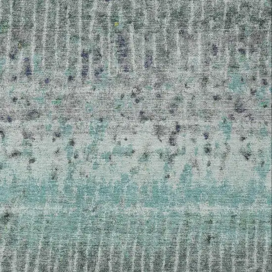 Teal Blue Gold And Gray Abstract Washable Indoor Outdoor Area Rug Photo 4