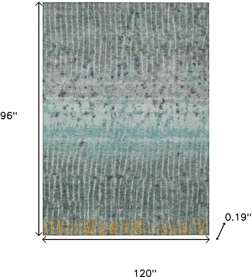 Teal Blue Gold And Gray Abstract Washable Indoor Outdoor Area Rug Photo 3