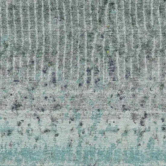 Teal Blue Gold And Gray Abstract Washable Indoor Outdoor Area Rug Photo 4