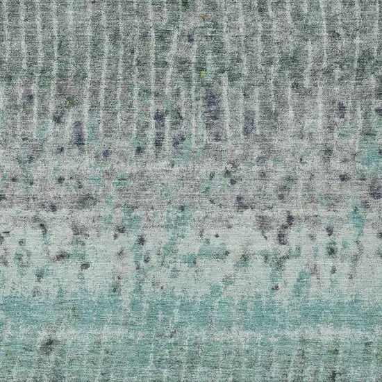 Teal Blue Gold And Gray Abstract Washable Indoor Outdoor Area Rug Photo 4