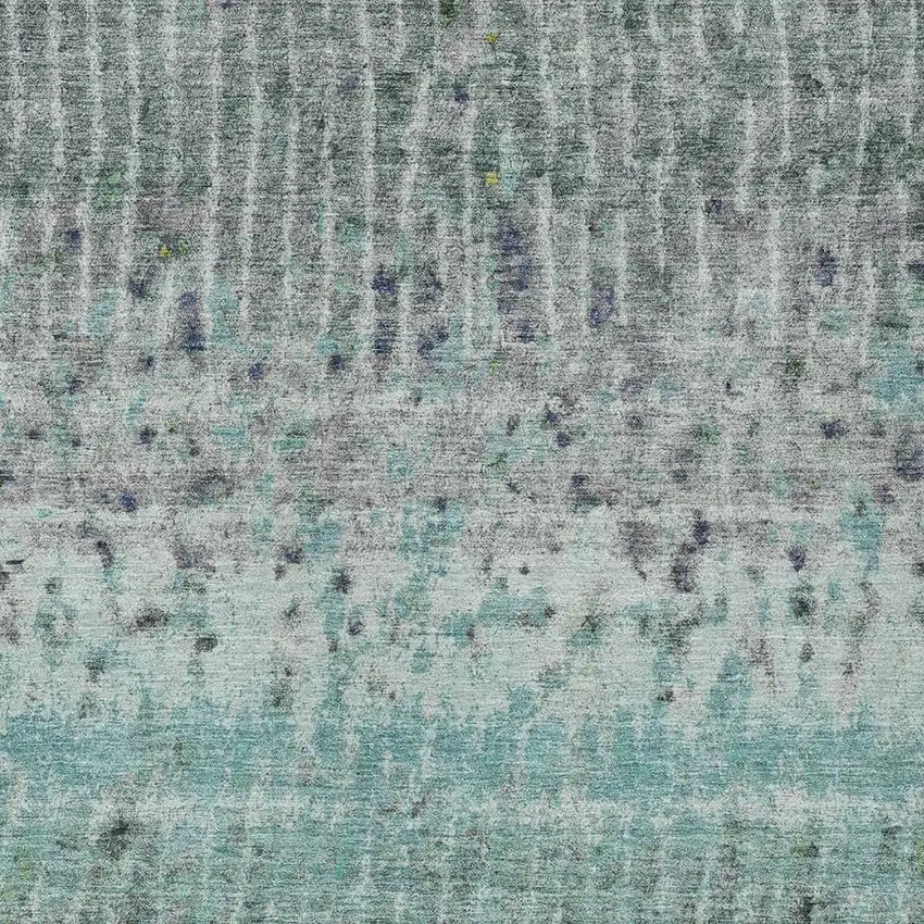 Teal Blue Gold And Gray Abstract Washable Indoor Outdoor Area Rug Photo 4