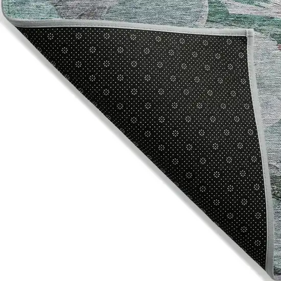 Teal Blue Gray And Brown Abstract Washable Indoor Outdoor Area Rug Photo 3