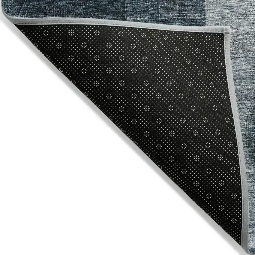 Teal Blue Gray And Charcoal Geometric Washable Indoor Outdoor Area Rug Photo 3