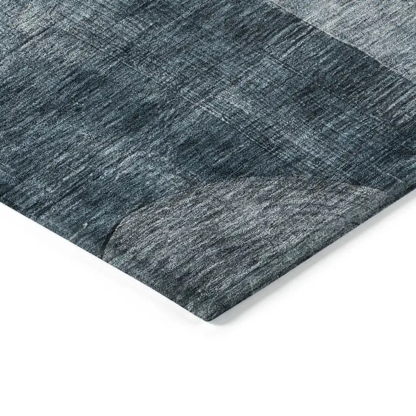 Teal Blue Gray And Charcoal Geometric Washable Indoor Outdoor Area Rug Photo 4
