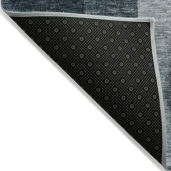 Teal Blue Gray And Charcoal Geometric Washable Indoor Outdoor Area Rug Photo 3
