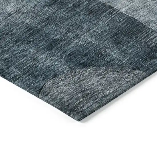 Teal Blue Gray And Charcoal Geometric Washable Indoor Outdoor Area Rug Photo 4