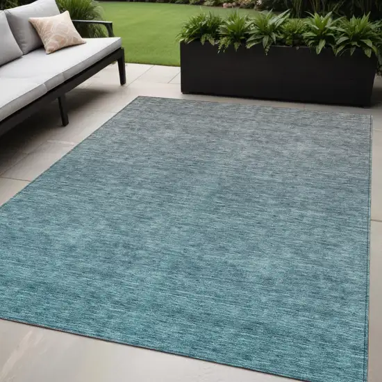 Teal Blue Gray And Charcoal Ombre Washable Indoor Outdoor Area Rug Photo 1