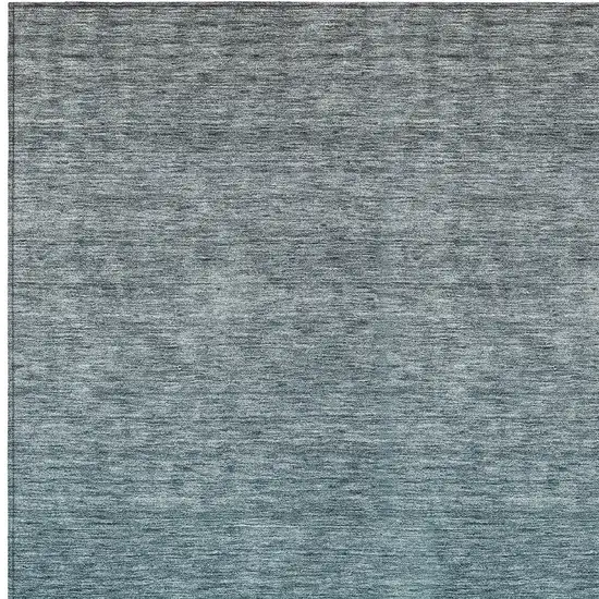 Teal Blue Gray And Charcoal Ombre Washable Indoor Outdoor Area Rug Photo 6