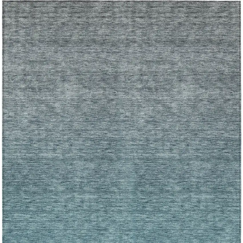 Teal Blue Gray And Charcoal Ombre Washable Indoor Outdoor Area Rug Photo 7