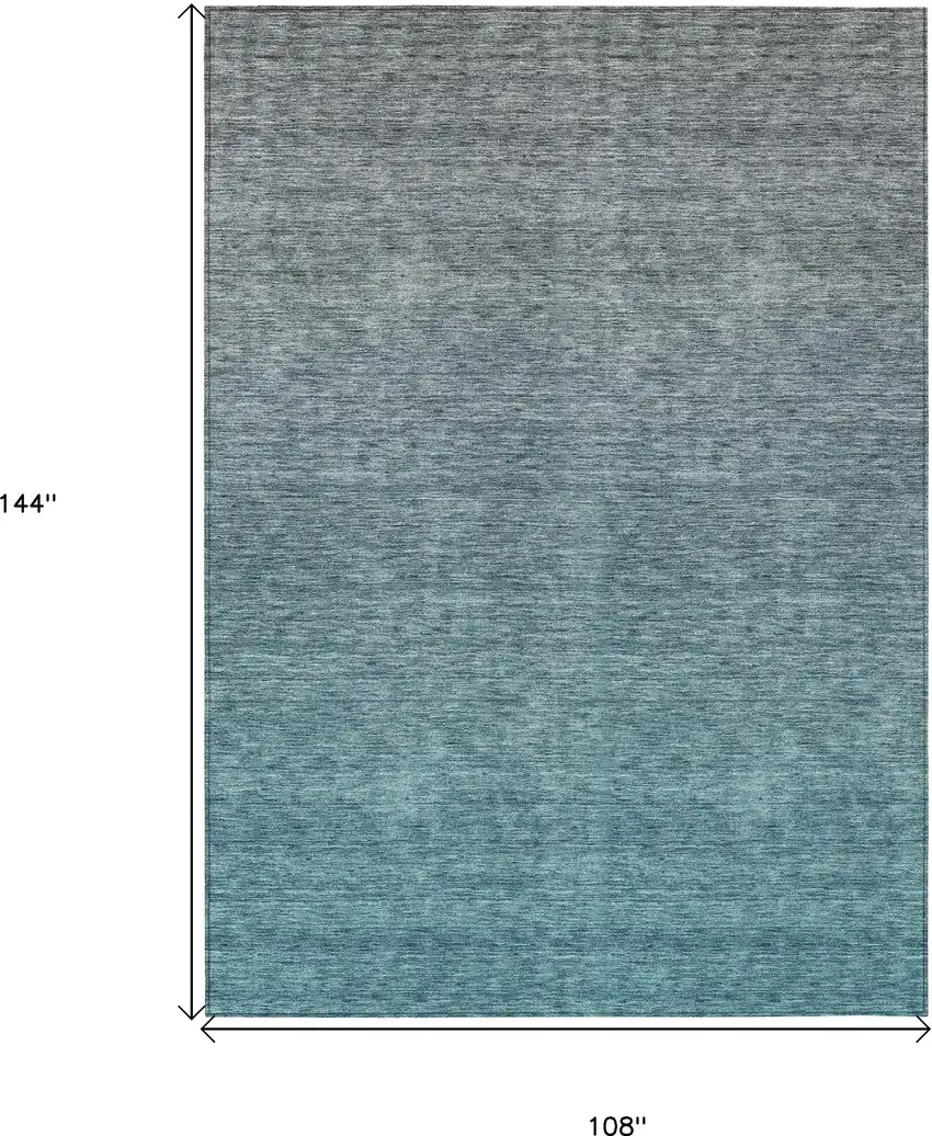 Teal Blue Gray And Charcoal Ombre Washable Indoor Outdoor Area Rug Photo 3