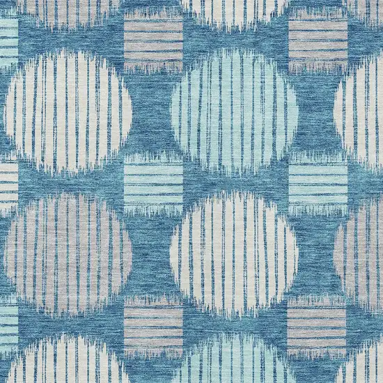 Teal Blue Gray And Ivory Geometric Washable Indoor Outdoor Area Rug Photo 6