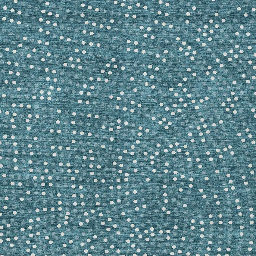 Teal Blue Gray And Ivory Polka Dot Washable Indoor Outdoor Area Rug Photo 6