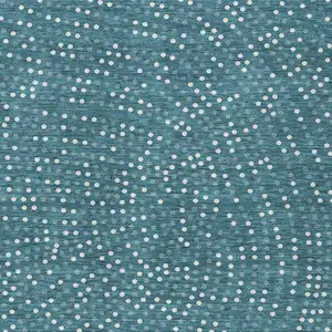 Photo of Teal Blue Gray And Ivory Polka Dot Washable Indoor Outdoor Area Rug