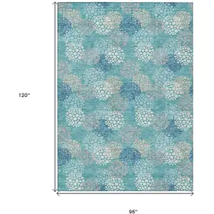 Photo of Teal Blue Gray And Ivory Polka Dot Washable Indoor Outdoor Area Rug