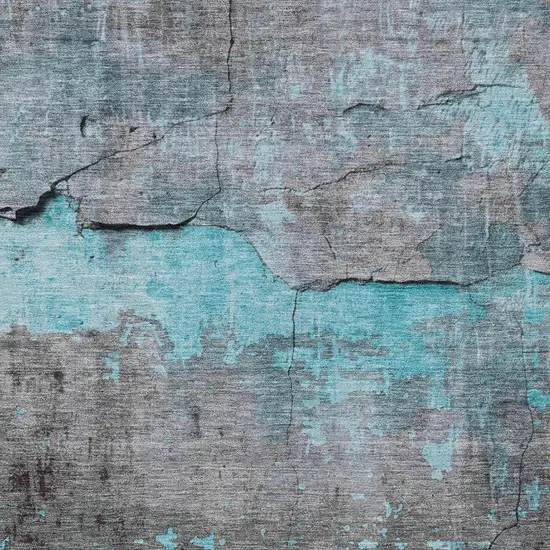 Teal Blue Gray And Taupe Abstract Washable Indoor Outdoor Area Rug Photo 7