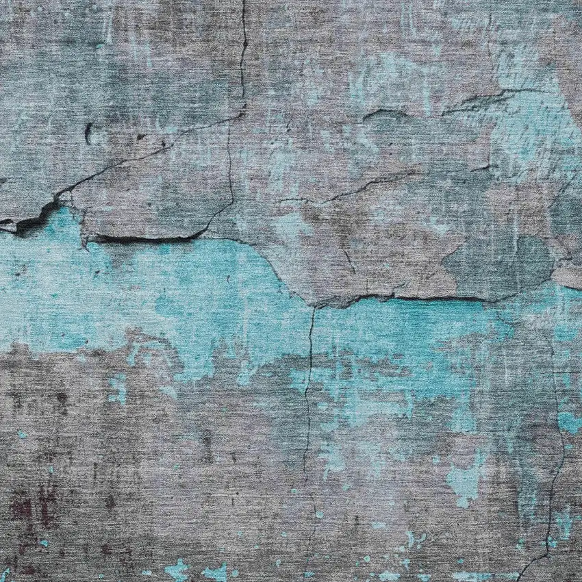 Teal Blue Gray And Taupe Abstract Washable Indoor Outdoor Area Rug Photo 7