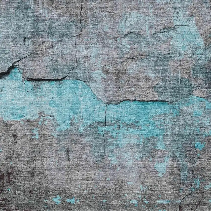 Teal Blue Gray And Taupe Abstract Washable Indoor Outdoor Area Rug Photo 3