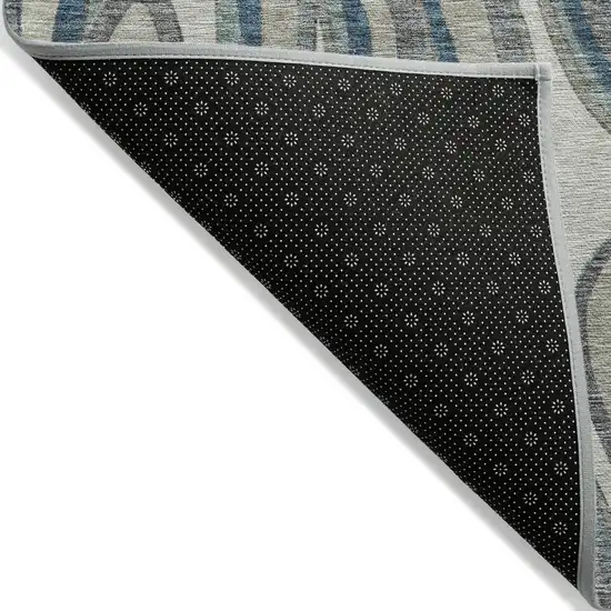 Teal Blue Gray And Taupe Abstract Washable Indoor Outdoor Area Rug Photo 2