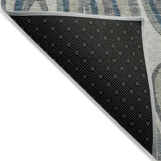 Teal Blue Gray And Taupe Abstract Washable Indoor Outdoor Area Rug Photo 2