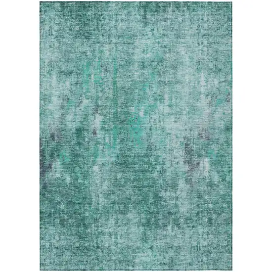 Teal Blue Green And Gray Abstract Washable Indoor Outdoor Area Rug Photo 2
