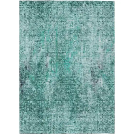 Teal Blue Green And Gray Abstract Washable Indoor Outdoor Area Rug Photo 2