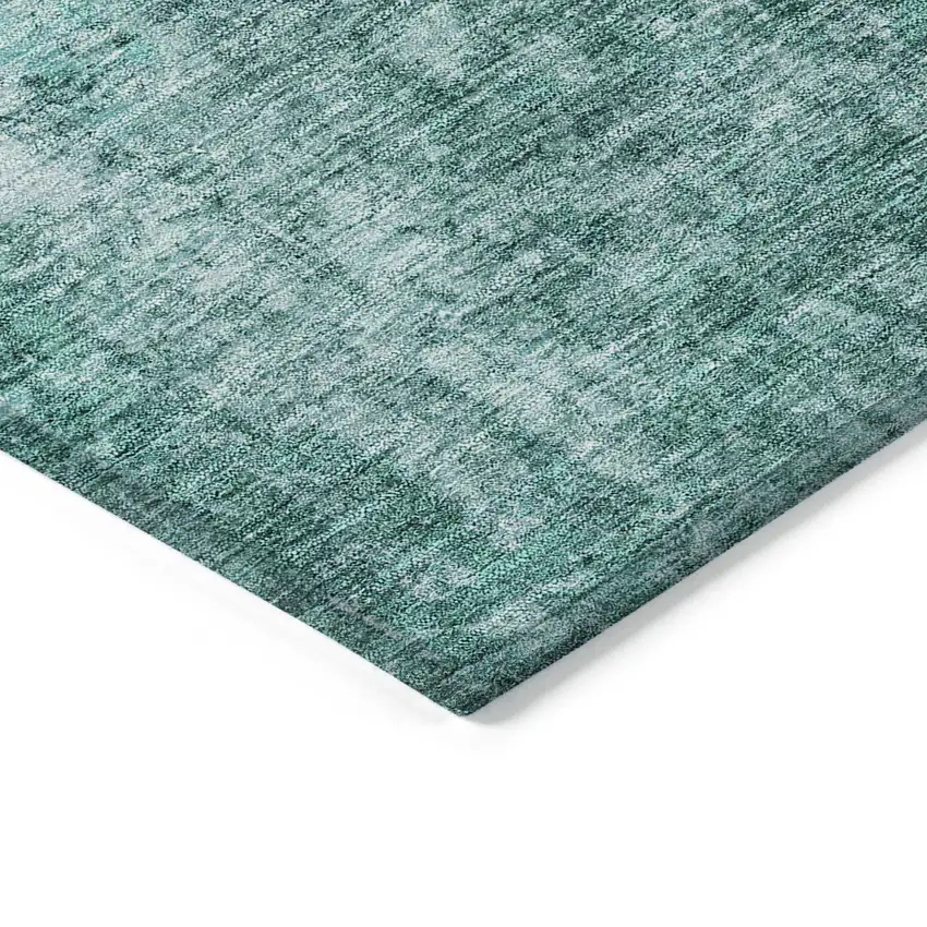 Teal Blue Green And Gray Abstract Washable Indoor Outdoor Area Rug Photo 4