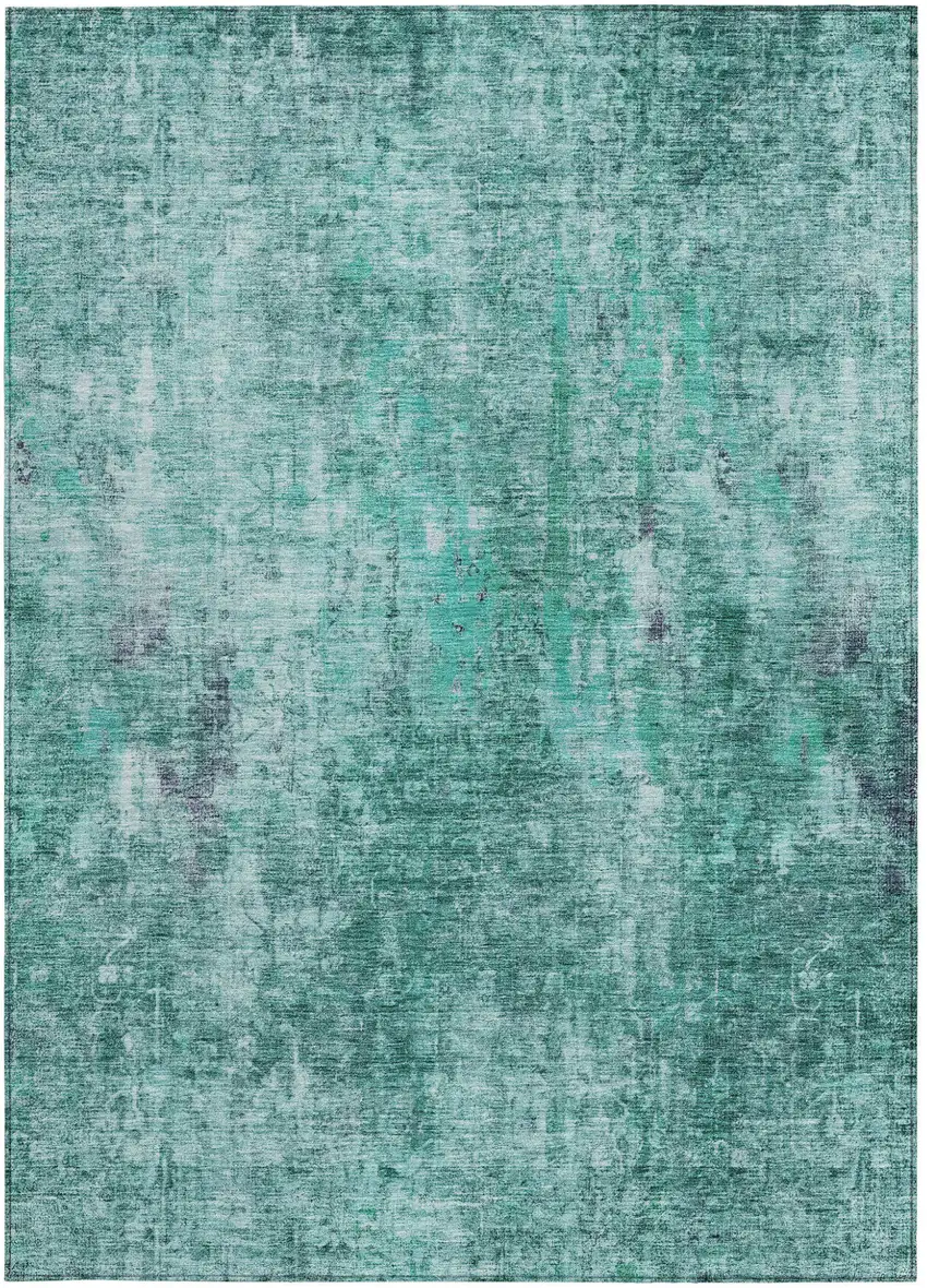 Teal Blue Green And Gray Abstract Washable Indoor Outdoor Area Rug Photo 5