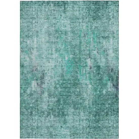 Teal Blue Green And Gray Abstract Washable Indoor Outdoor Area Rug Photo 5