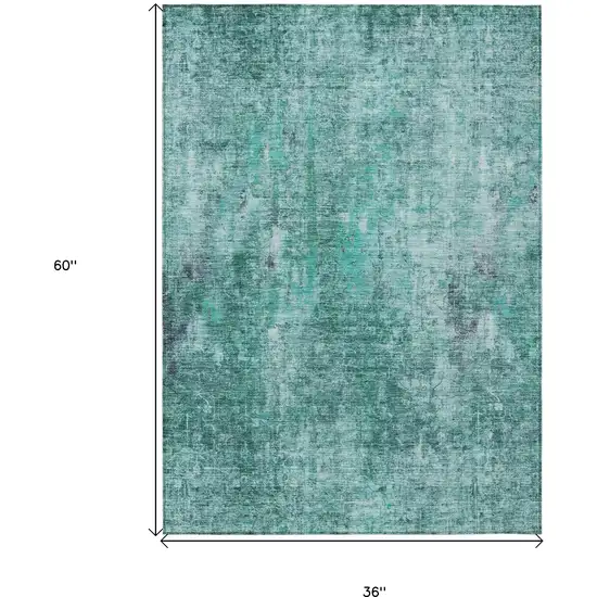 Teal Blue Green And Gray Abstract Washable Indoor Outdoor Area Rug Photo 3