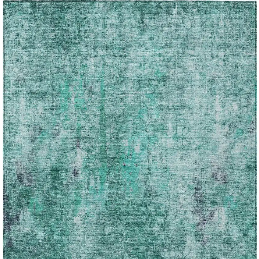 Teal Blue Green And Gray Abstract Washable Indoor Outdoor Area Rug Photo 6