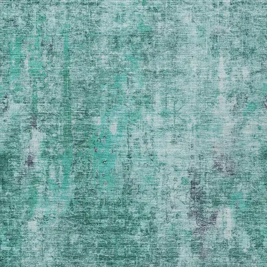 Teal Blue Green And Gray Abstract Washable Indoor Outdoor Area Rug Photo 5