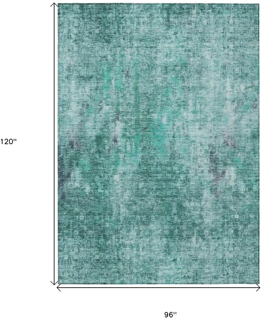 Teal Blue Green And Gray Abstract Washable Indoor Outdoor Area Rug Photo 3